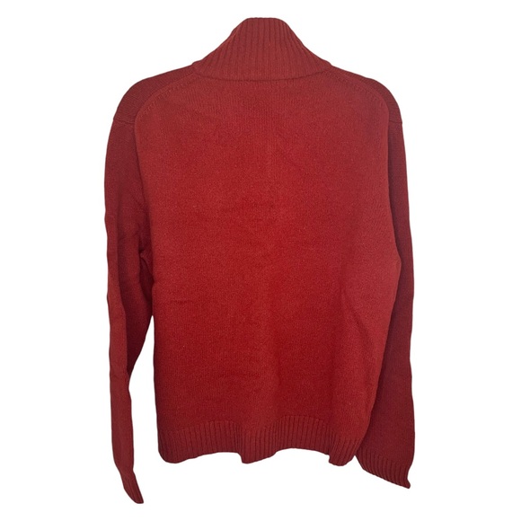J. Crew Lambswool Quarter Zip Red Sweater Half Fair Isle Christmas Lambs Wool XL - Picture 2 of 8